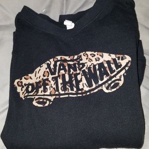 Vans sweatshirt black w/ cheetah print logo size S